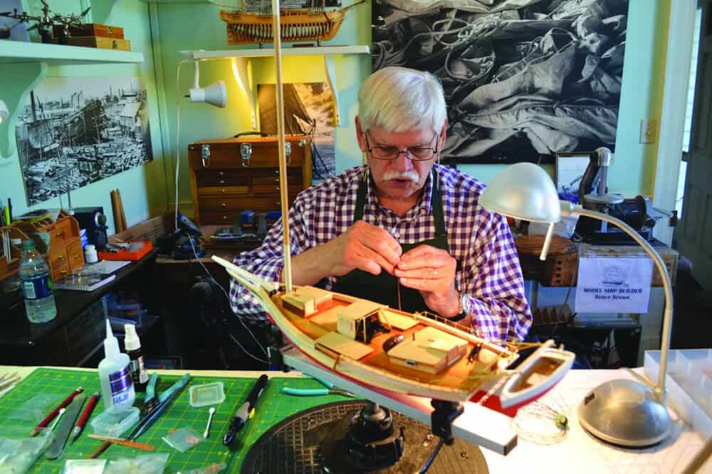   Model making is just one of the traditional crafts taught at the Yorktown Watermen’s Museum. photo by Karen Soule  