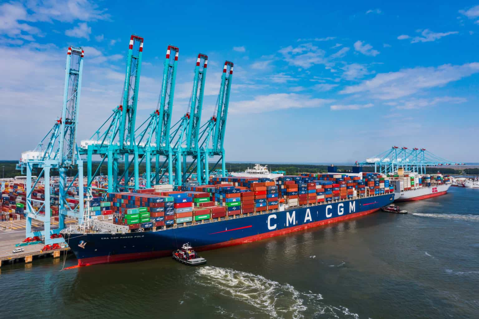 Port Of Virginia 100 Clean Energy By 2024 Conservatives For Clean   Port Of Va Largest Container Ship Marco Polo 1536x1023 