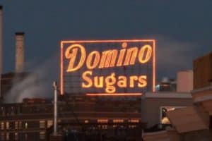 VIDEO: Domino Sugar Sign Re-Lit, Surprise Fireworks Show Follows