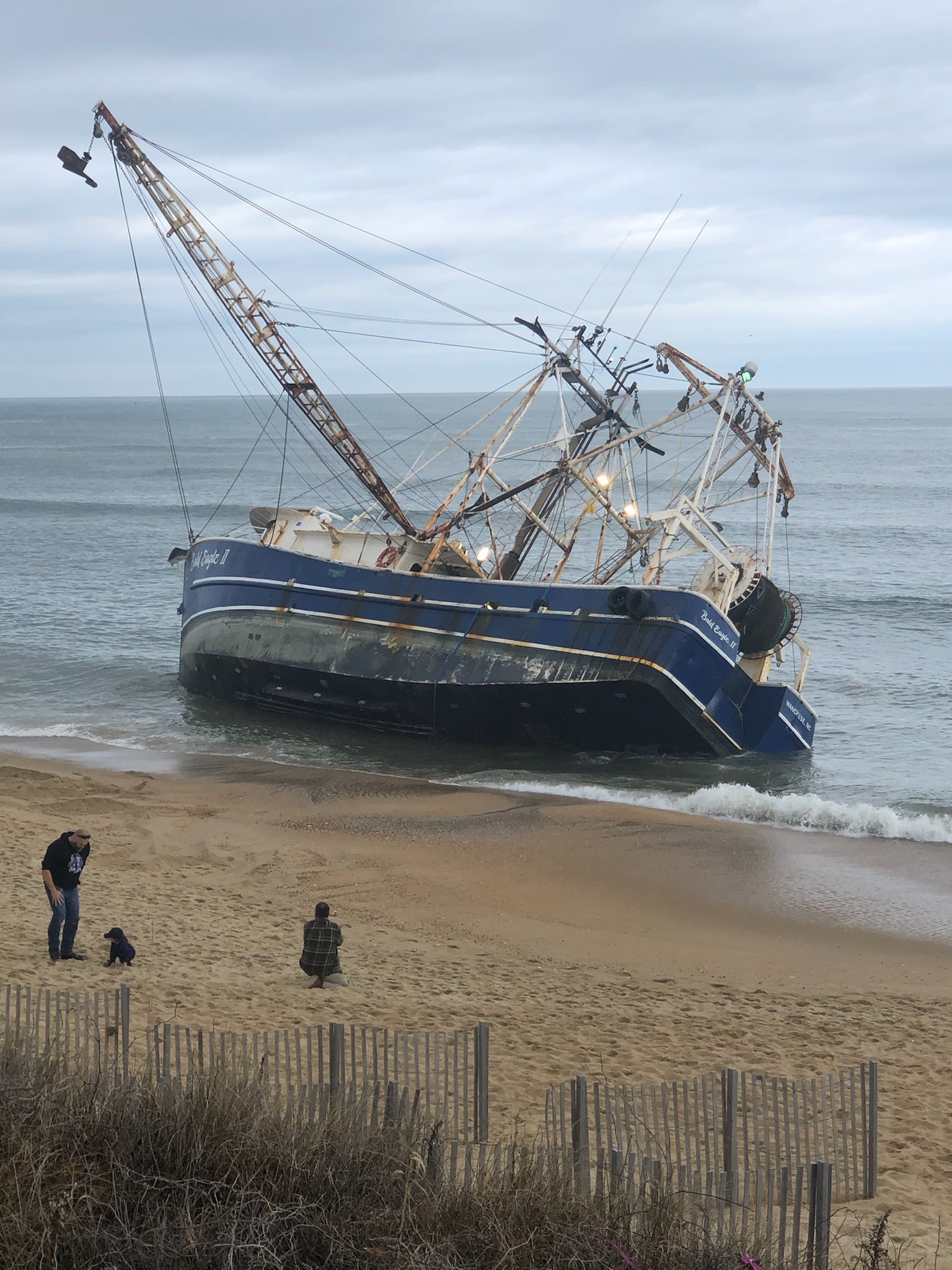 VIDEO: NC Fishermen Rescued, Beached Fishing Vessel Towed to Hampton, Va.