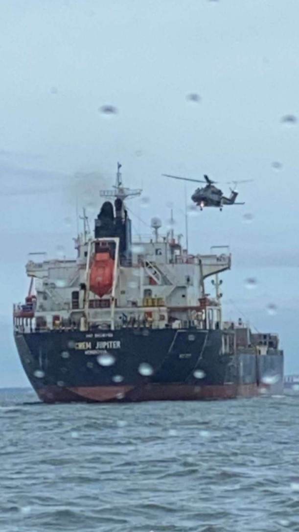 Crewmember Airlifted from Tanker on Bay near Kent Island