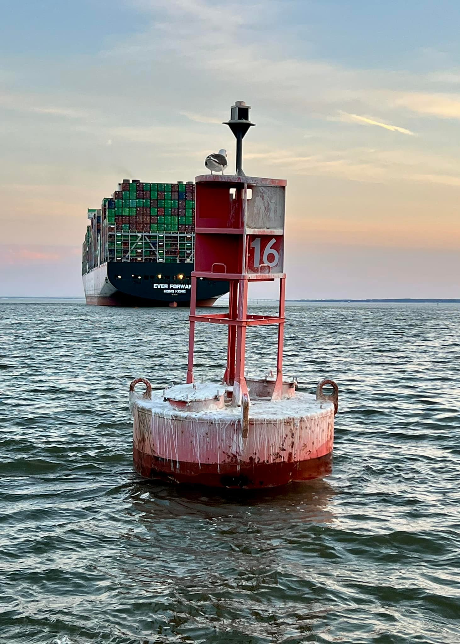 Container Ship Still Aground Outside Patapsco River Chesapeake Bay 