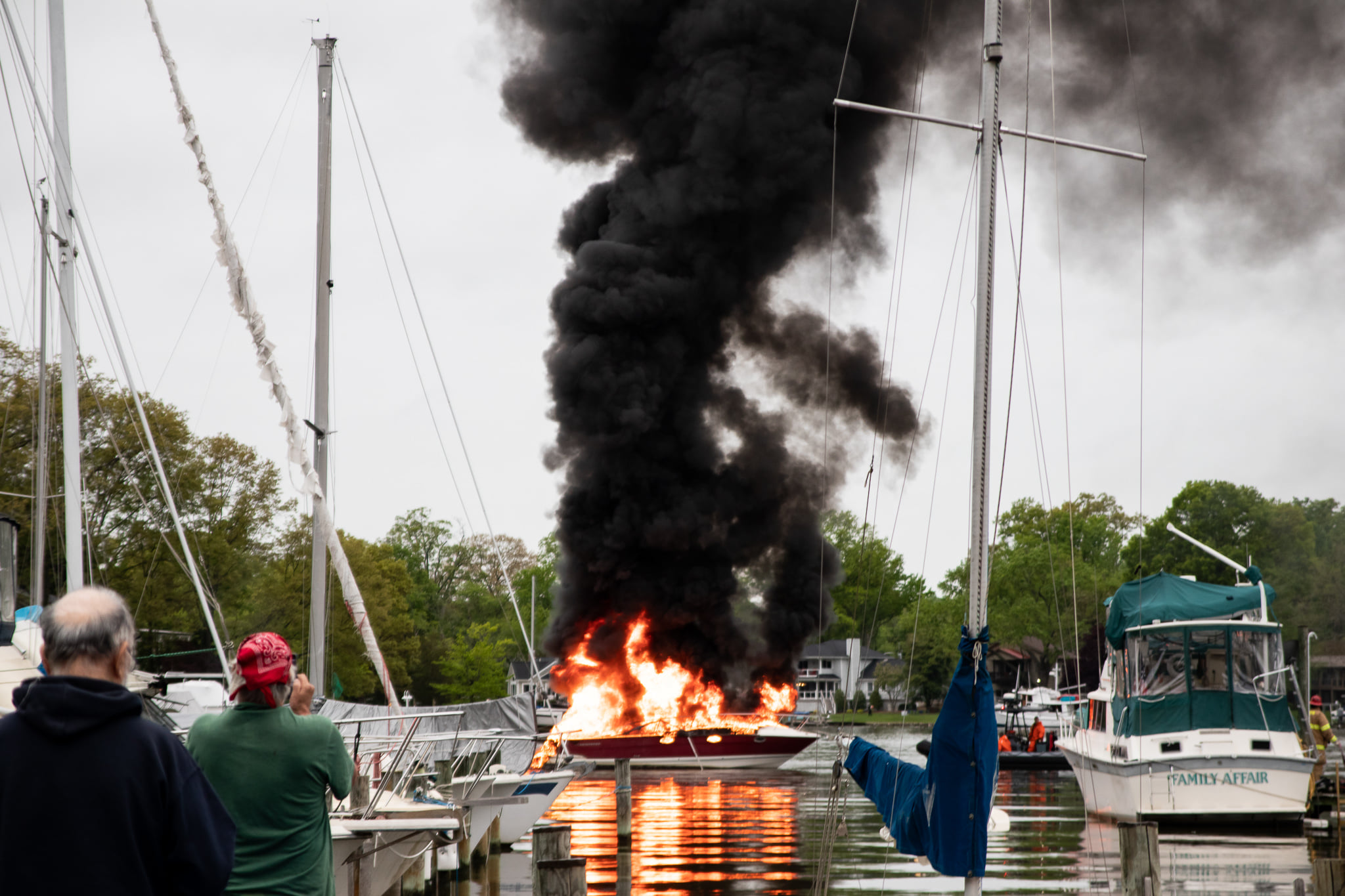 Two Narrowly Escape Boat Engine Fire off Rhode River