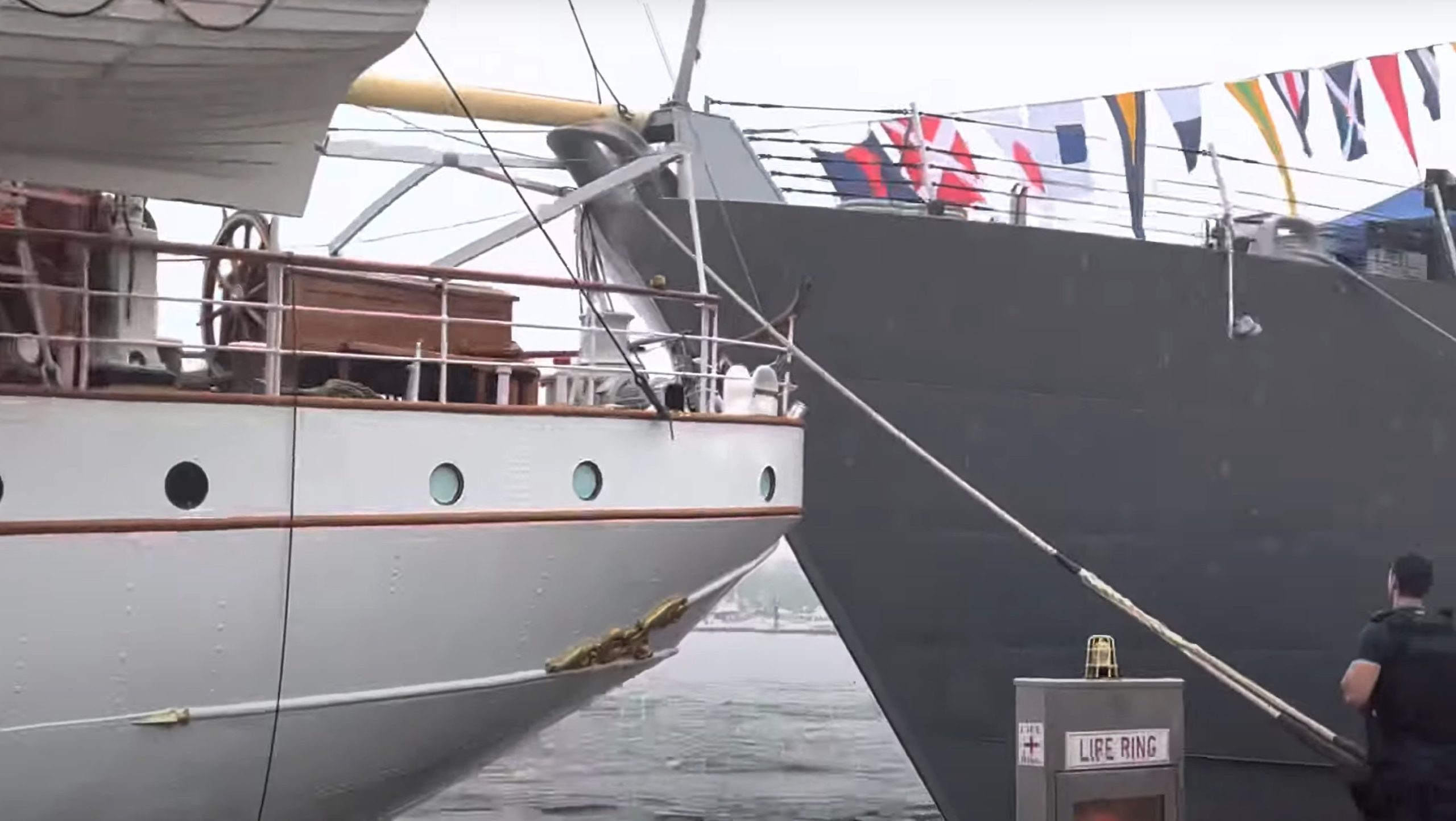 VIDEO: Danish Tall Ship, Navy Combat Ship Collide at Fleet Week