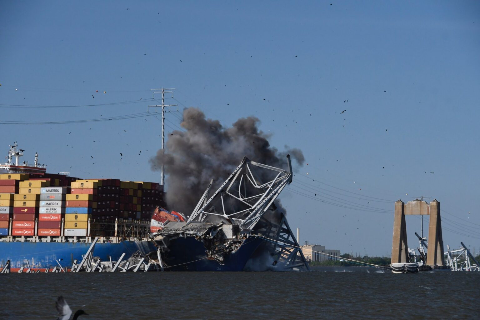 VIDEO: Explosives Blow Key Bridge Section off M/V Dali, as ...